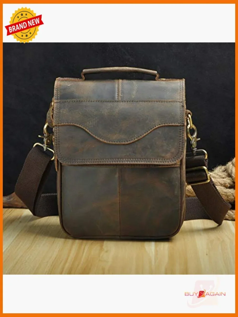 Genuine Leather Small Messenger Crossbody Bag Set with Belt Loops